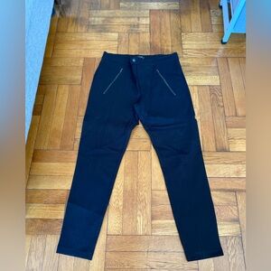 J. Crew Black Pixie Ponte Pants Zipper Detail Snap Front Size 12R